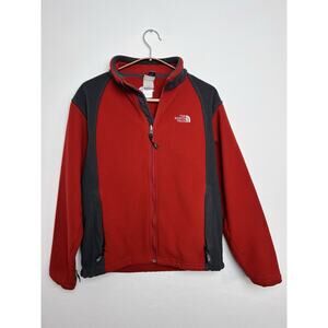 The‎ North Face Red / Gray Fleece Zip Up Light Weight Jacket Boys Large